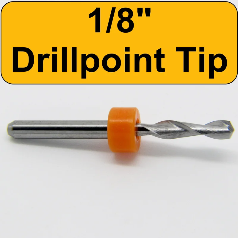 0.1250" (1/8") x .473" LOC 2-Flute Up Cut Carbide End Mill Drill Point Tip M115