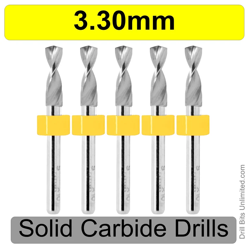 0.1299" (3.3mm) Solid Carbide PCB Drill Bit Set, 5-Piece, 1/8" Shank
