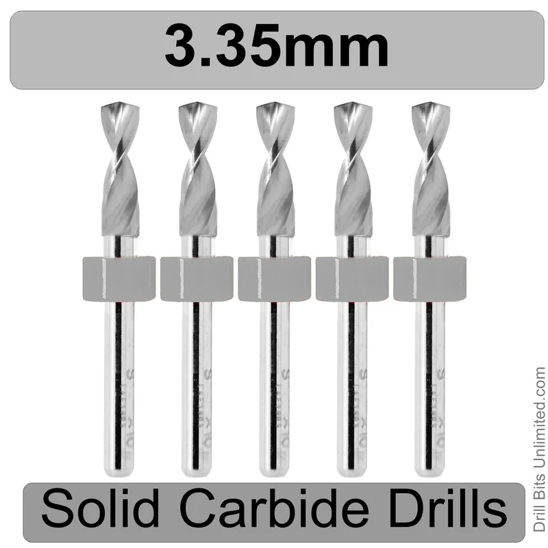 0.1319" (3.35mm) Solid Carbide PCB Drill Bit Set, 5-Piece, 1/8" Shank