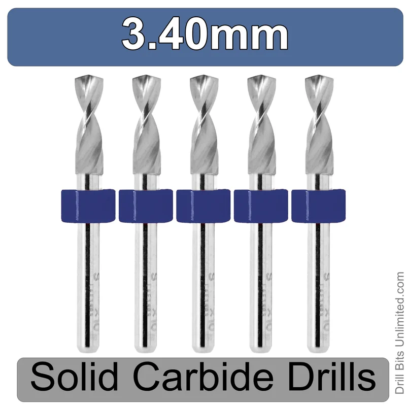 0.1339" (3.4mm) Solid Carbide PCB Drill Bit Set, 5-Piece, 1/8" Shank