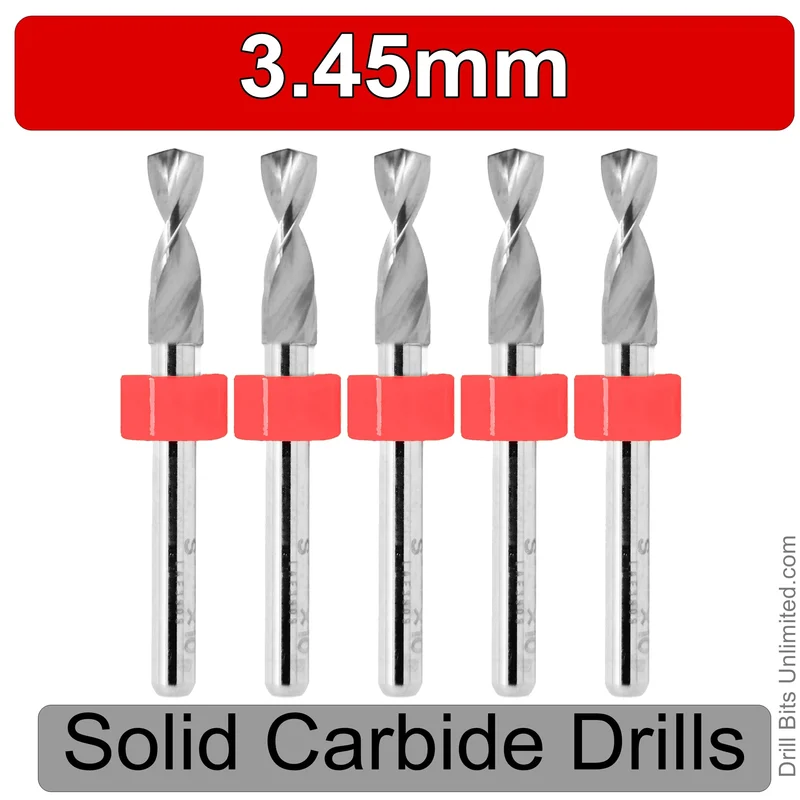 0.1358" (3.45mm, #29) Solid Carbide PCB Drill Bit Set, 5-Piece, 1/8" Shank