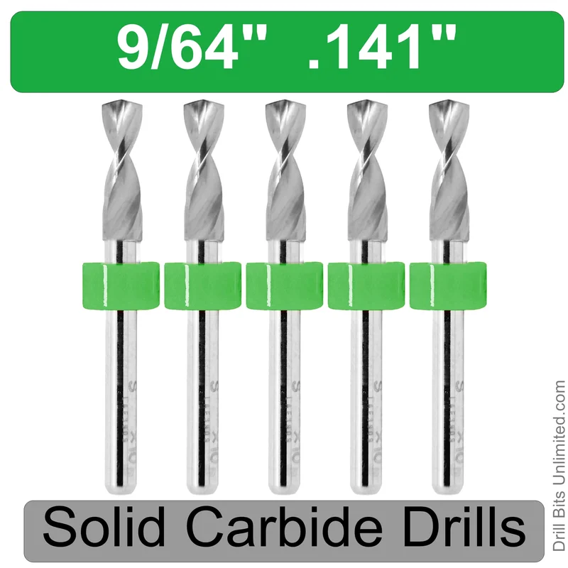 0.1400" Solid Carbide PCB Drill Bit Set, 5-Piece, 1/8" Shank