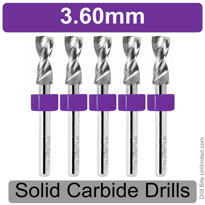 0.1417" (3.6mm) Solid Carbide PCB Drill Bit Set, 5-Piece, 1/8" Shank