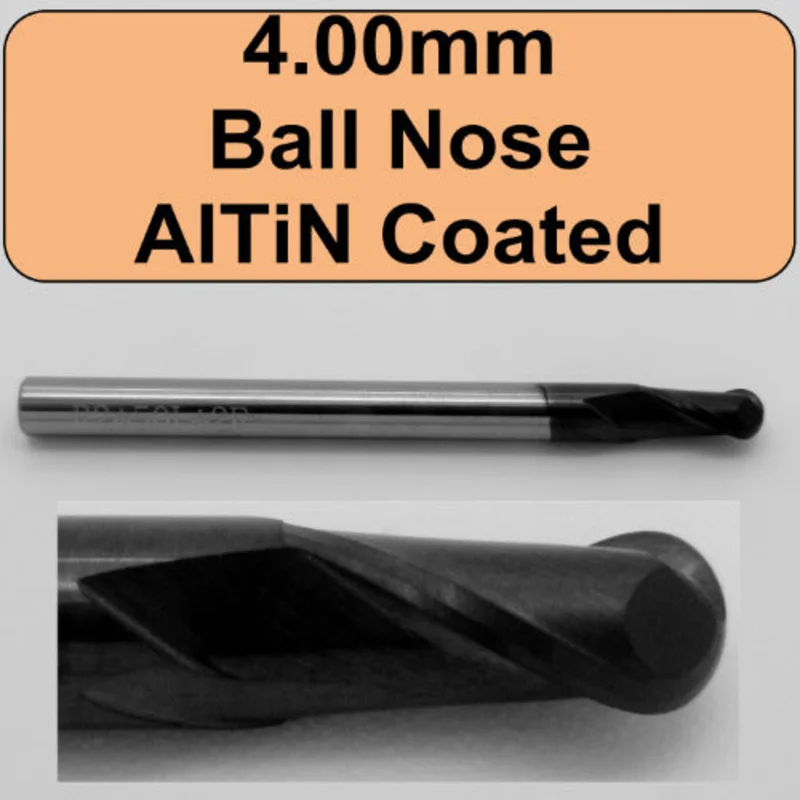 0.1575" (4.00mm) x .330" LOC AlTiN Coated Ball Nose Carbide End Mill M211A