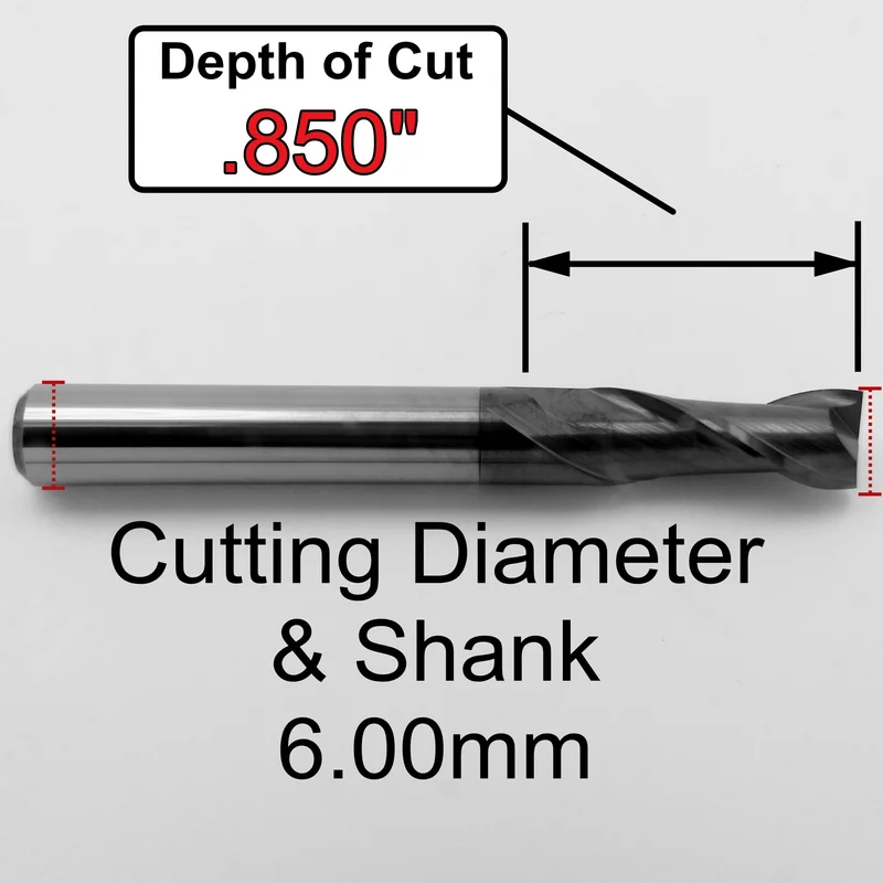 0.2362" (6.00mm) x .850" LOC 2-Flute Carbide End Mill M161