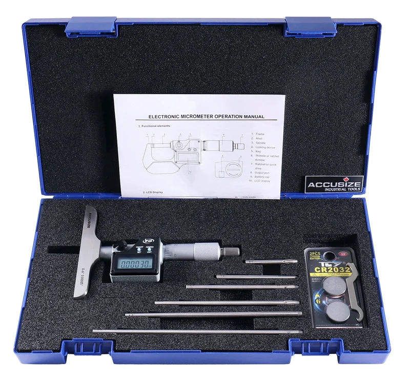 0-6" X 4" base Electronic digital Depth Micrometer, 2mm Spindle Pitch, IP65, P103-0178