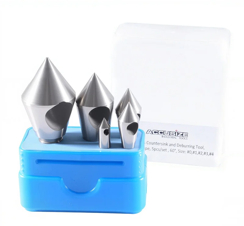 0 Flute H.S.S. Countersink & Deburring Tool Set, Pilotless Type, 5 pcs/set