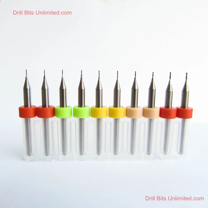 .0160".0315" / 0.400.80mm Kyocera 2-Flute Square End Mill Set 10 Pieces EVS101
