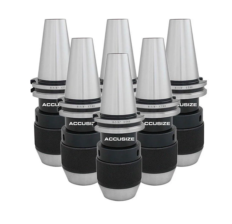 0222-0892x6, 6 Pcs of 0-5/8" CAT40 CNC Integral Keyless Drill Chuck Acc. 0.002"