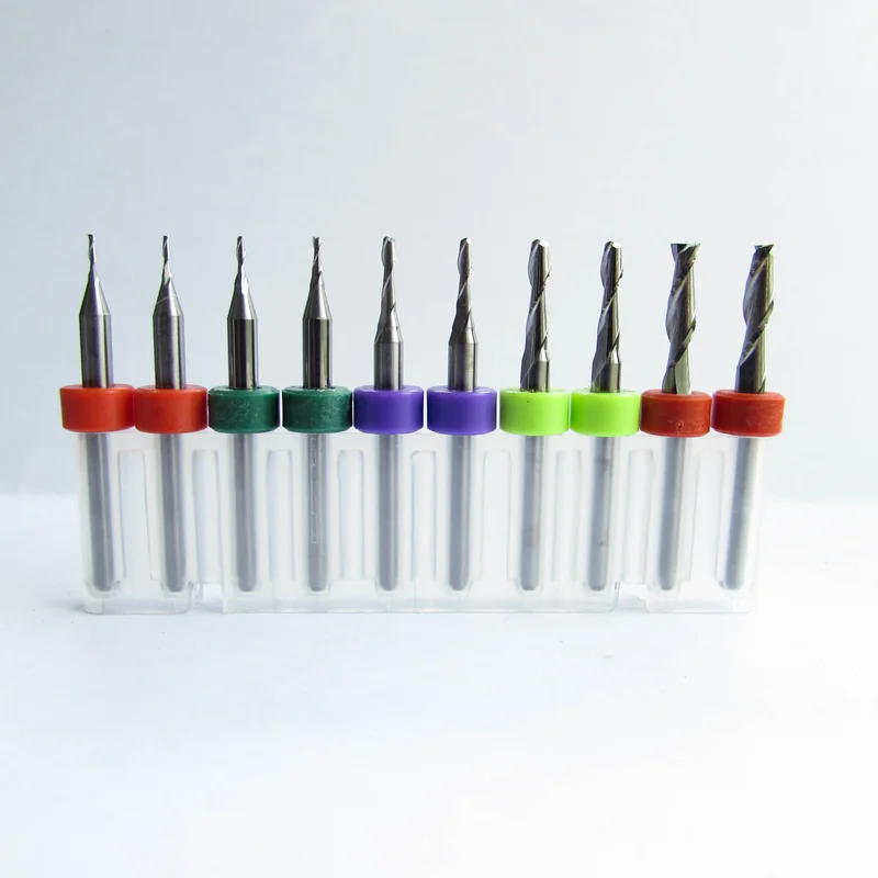 .0313".1250" / 1/32"1/8" / 0.803.175mm Kyocera 2-Flute Square End Mill Set 10 Pieces EVS102