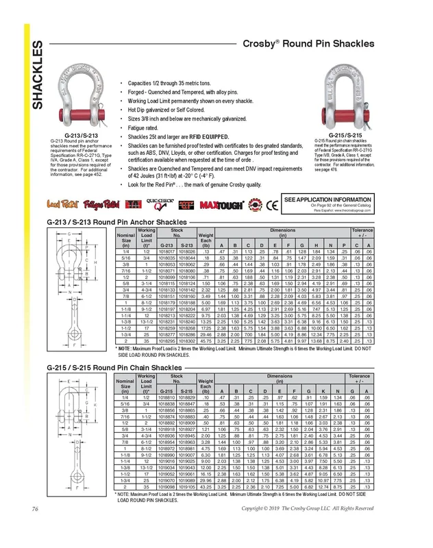 1-1/2" S-215 Round Pin Chain Shackle | 17T