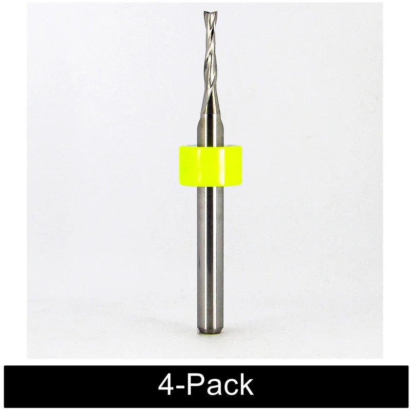 1/16" 2-Flute Solid Carbide End Mill .350" LOC 1/8" Shank 1.50" OAL Fish Tail Made in USA - 4 Pack