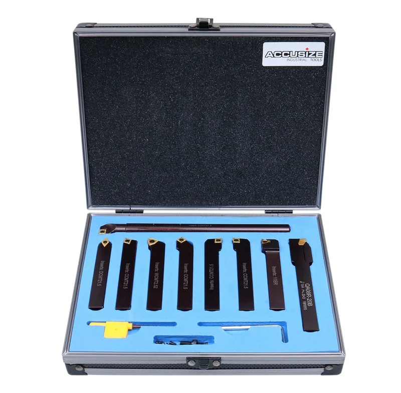 1/2" 9 Pieces/Set, Indexable Carbide Turning Tools and Boring Bar, 2988-0012