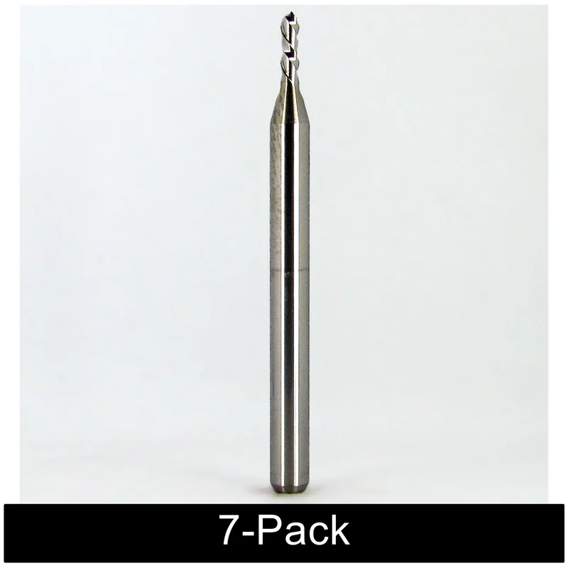 1.5mm (.059") 2-Flute Downcut Fish Tail End Mill  4.5mm LOC  1/8" Shank  1.50" OAL  Union Tool Japan  7 Pack