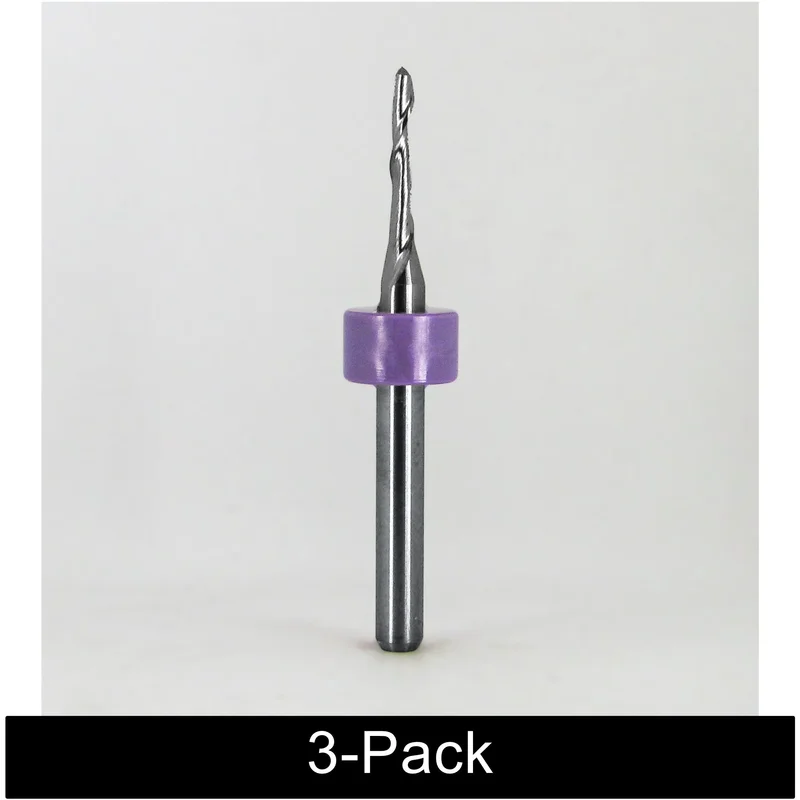 1.6mm (1/16") Single Flute Solid Carbide End Mill  .256" LOC  1/8" Shank  1.50" OAL  Union Tool USA  3 Pack