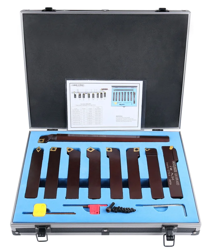 1" 9 Pieces/Set, Indexable Carbide Turning Tools and Boring Bar, 2988-0001