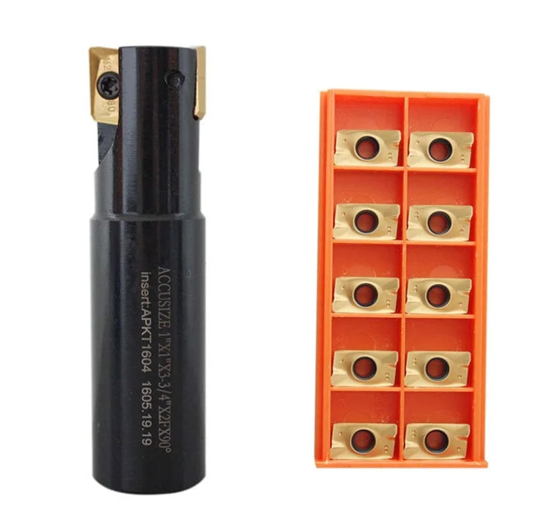 1" 90 Deg Square Shoulder Indexable End Mill plus 12 APKT1604 Carbide Inserts, #0056-0921+0056-1604