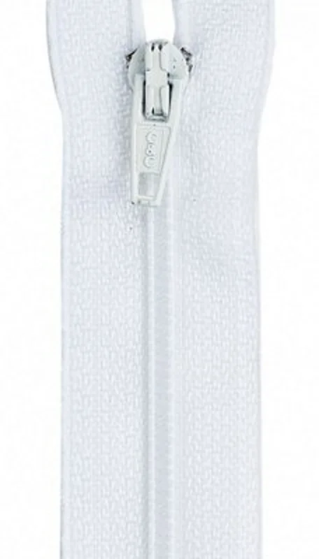 10" Lightweight Coil Separating Zipper: White