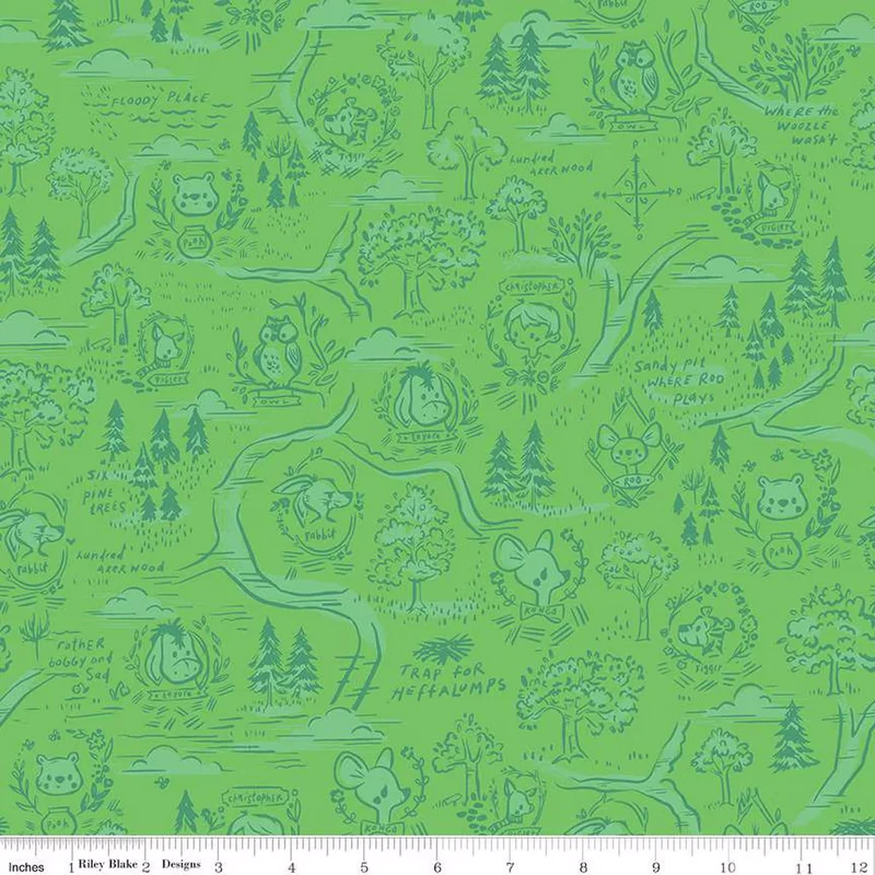100 AKER WOODS: 100 Aker Woods Map-Green (1/4 Yard)