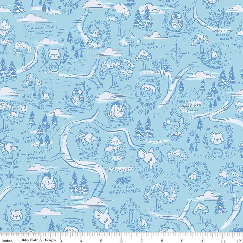 100 AKER WOODS: 100 Aker Woods Map-Sky (1/4 Yard)