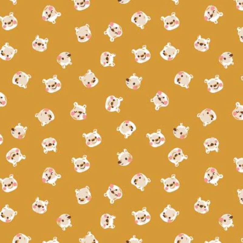 100 AKER WOODS: Pooh Brain-Gold (1/4 Yard)