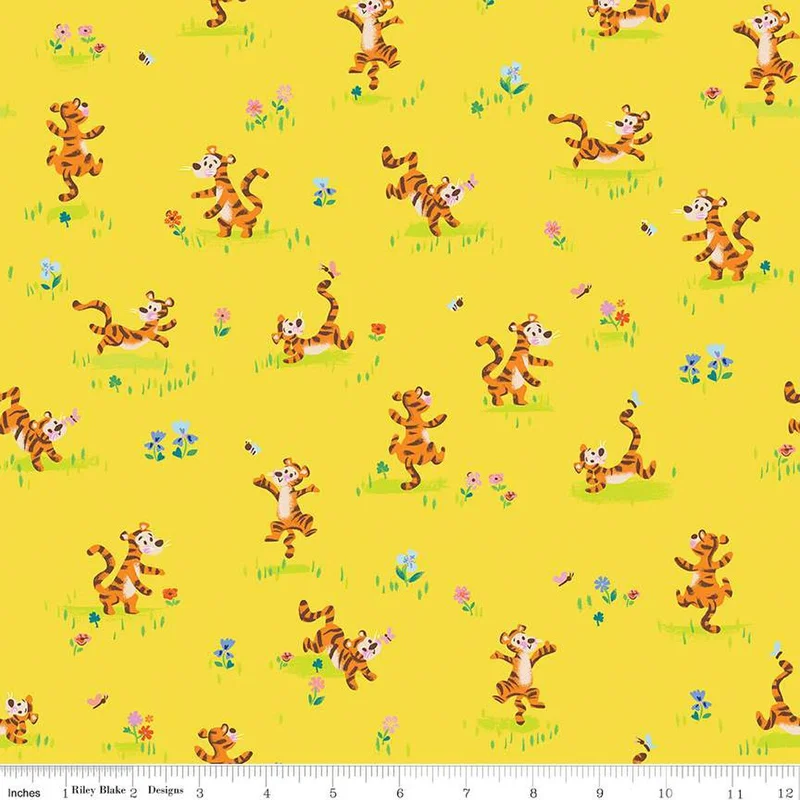 100 AKER WOODS: Tigger Bounce-Yellow (1/4 Yard)