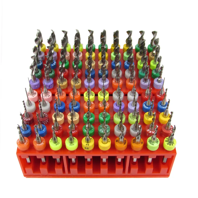 100pc Solid Carbide Micro Drill Bit Set 50 Sizes (#80#12, .0135.189") 1/8" Shank