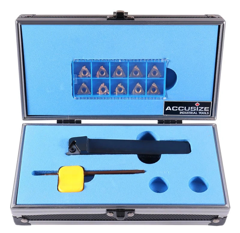 12 pc UN Threading Set, 3/4" Shank, Indexable Thread Tool Set, Right Hand,  with 10 pc Tin Coating Threading Inserts
