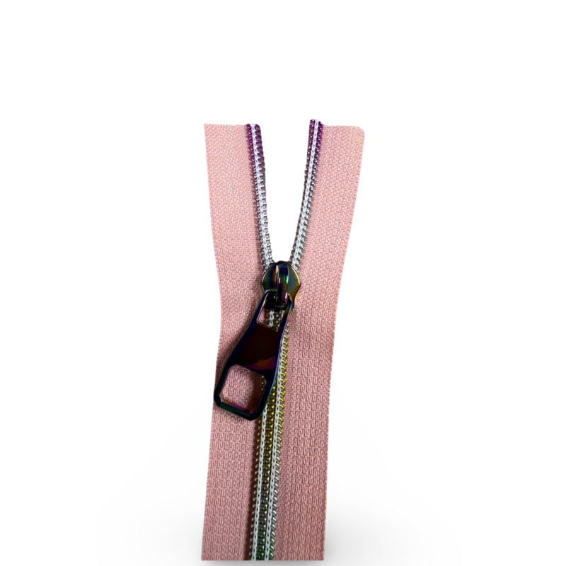 13" #3 Zipper with Zipper Head- Pink and Rainbow