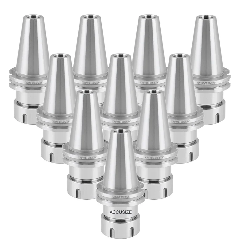 1601-0015x10, 10 Pcs CAT40-ER32 V-Flange Collet Chucks, Projection Length 2.76"
