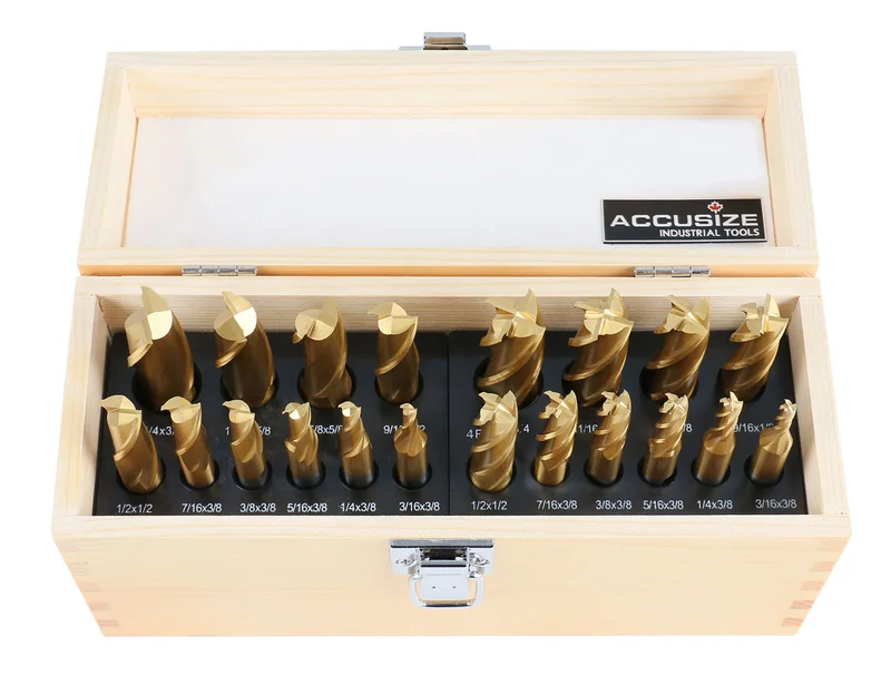1810-0100, 20pc Tin Coated End Mill Set, Imperial