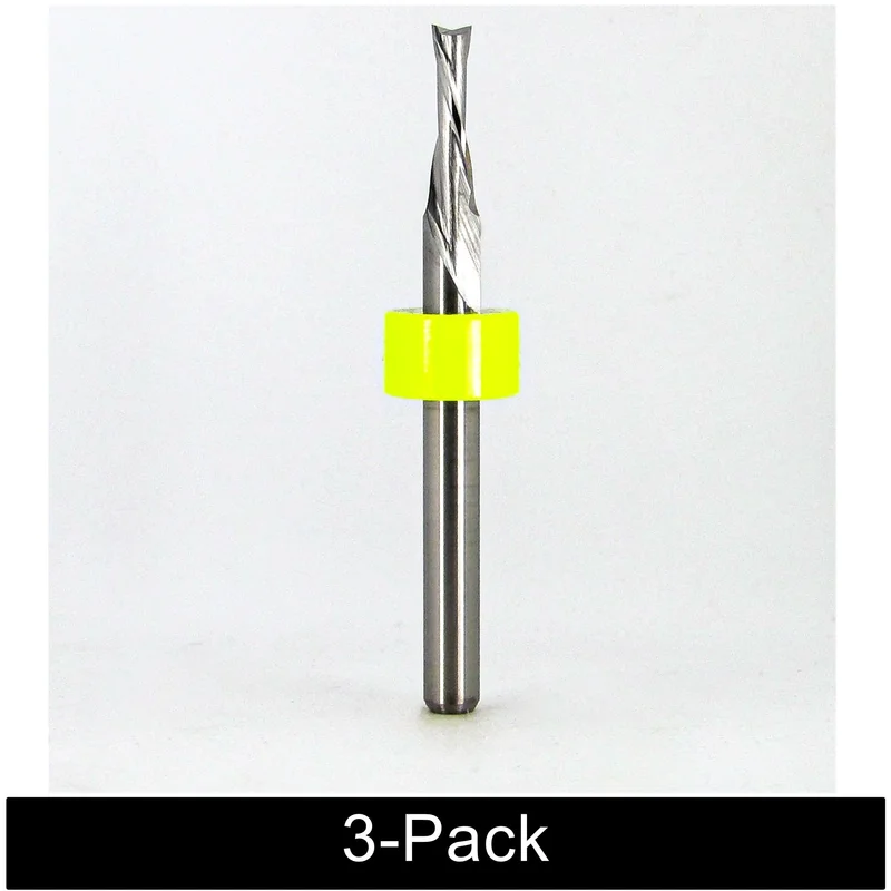 2.40mm (.0945") 2-Flute Downcut Solid Carbide End Mill  .300" LOC  1/8" Shank  1.50" OAL  Fish Tail  3 Pack