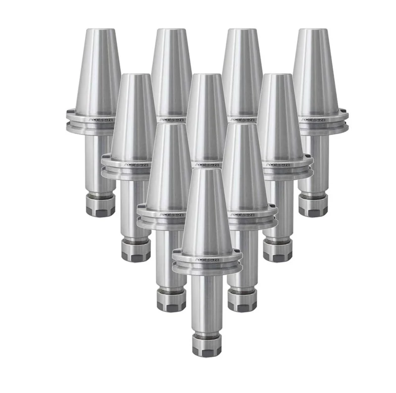 2001-0010x10, 10 Pcs Premium CAT40-ER16 Chuck, V-Flange Collet Chuck w/ 4'' Gage Length, Balanced to 20,000 RPM at G2.5