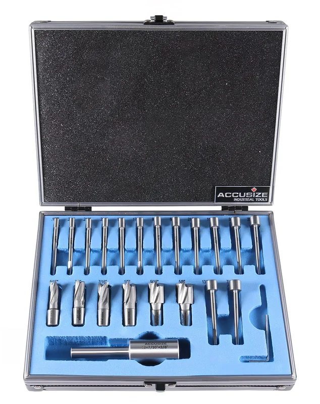 21 Piece High Speed Steel Interchangeable Pilot Counterbore Set, Imperial Size & Metric Size