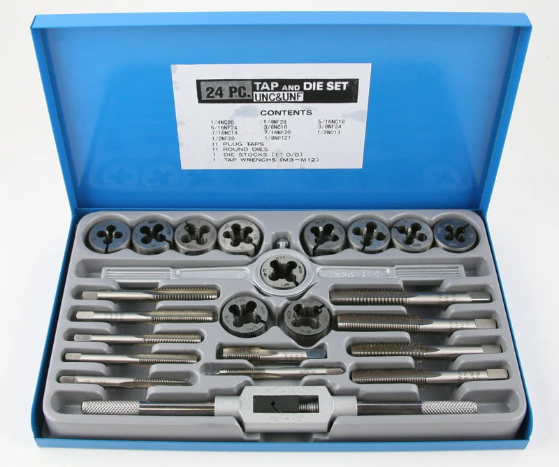 24 Piece Tap and Die Set In Metal Case