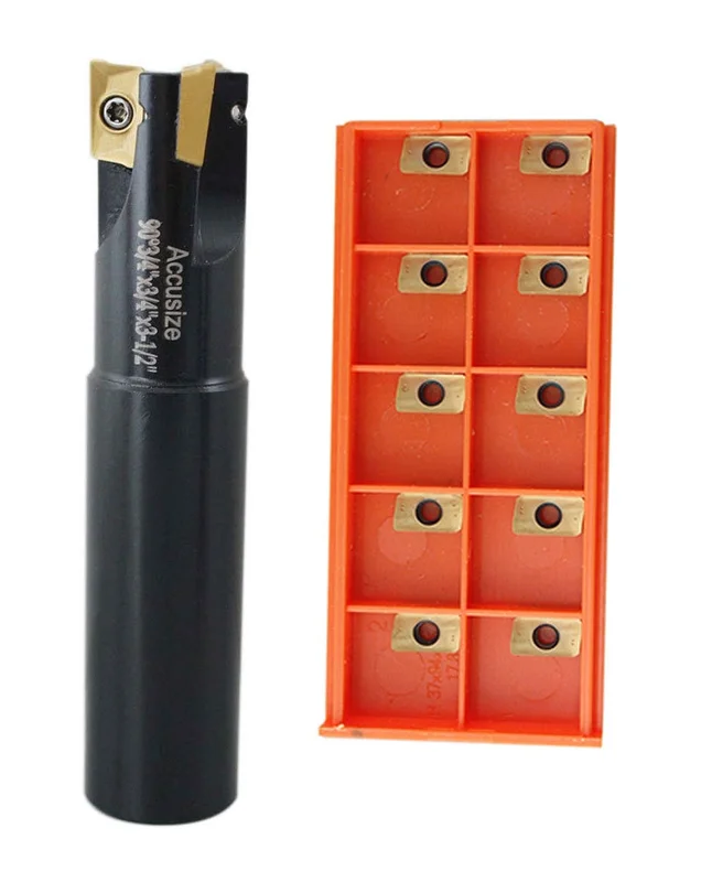 3/4" 90 Deg Square Shoulder Indexable End Mill plus 13 APKT11T308 Carbide Inserts, #0056-0917+0056-1130