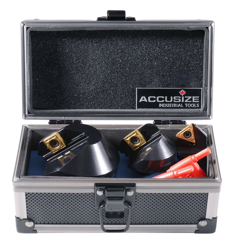 3 Pcs Indexable Countersink Sets for Metalworking, with TiN Coated Carbide Inserts