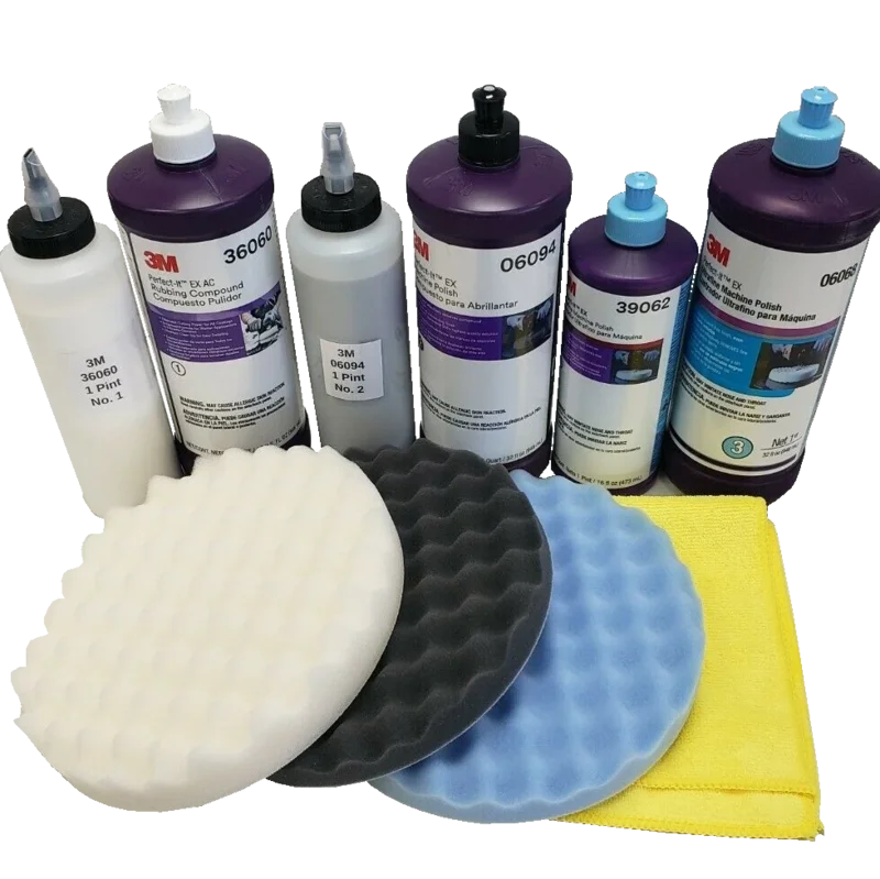 3M Perfect-It Pint Buffing & Polishing Kit 36060, 6094,39062, 5723,5725, 5751 3M Compound 1 pint only each ,Buffing Kit & Microfiber
