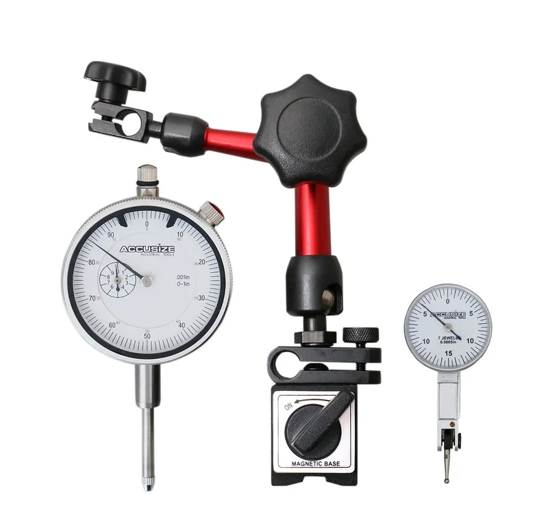 3pc Measuring Tools Set, 1" x 0.001" Dial Indicator, 0.03" x 0.0005" Dial Test Indicator & a 30kgs Mini Magnetic Base, Professional Combo, 0510-0518