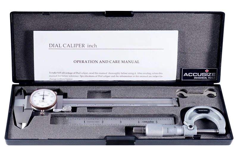 3pcs Measuring Tool Sets, 6" Caliper, 1" Micrometer and 6" Rule, #3600-1035
