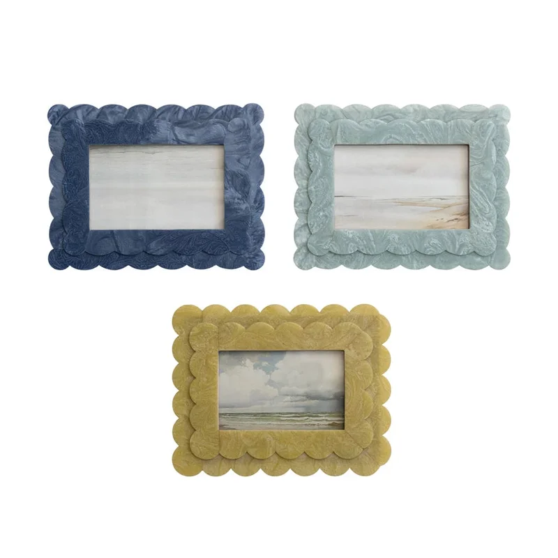 4" x 6" Scalloped Photo Frame, 3 Colours Dark Blue