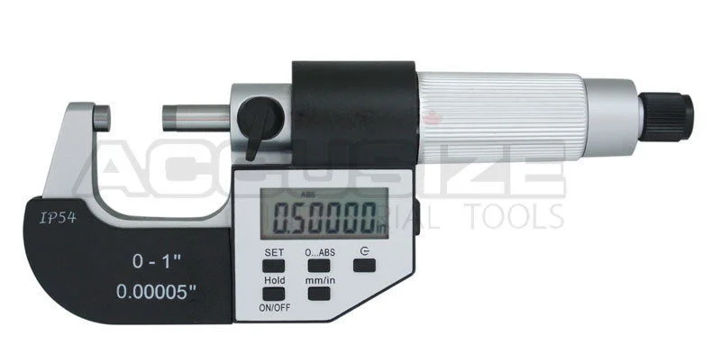 5-Key Electronic Digital Outside Micrometers, IP54, Ratchet Friction Thimble Type