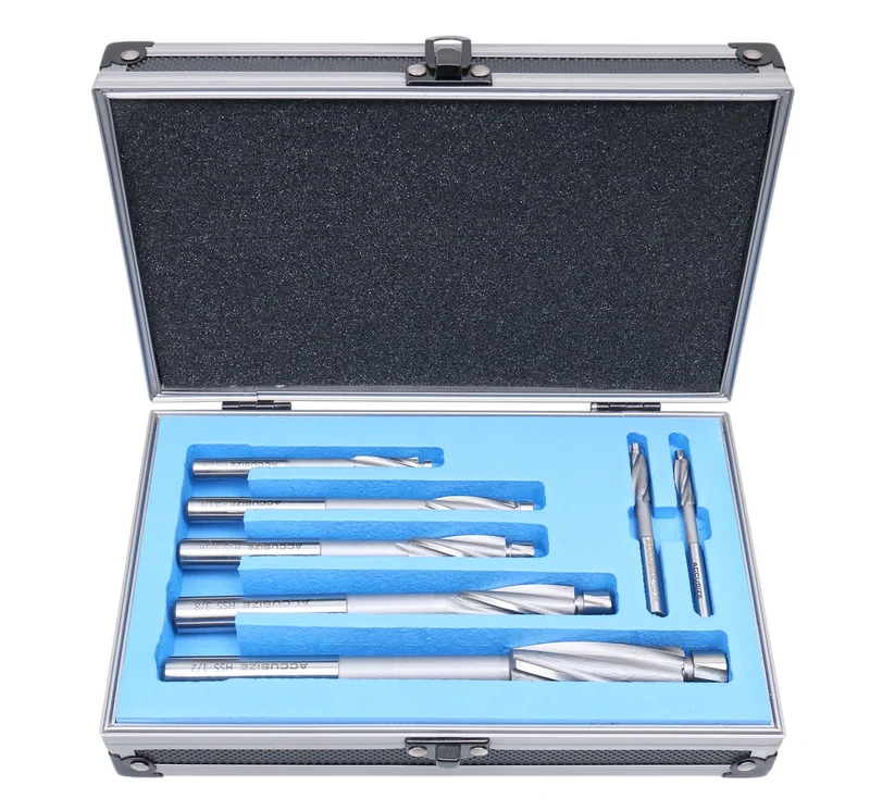 509S-0007, 7ps/Set Premium Inch HSS Solid Cap Screw Counterbore Set 3 Flute Straight Shank