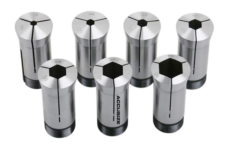 5C Hex Collets, 7 Pcs/Set, Size Including 1/4'', 5/16'', 3/8'', 1/2'', 5/8'', 3/4'' and 7/8'',  0223-0309