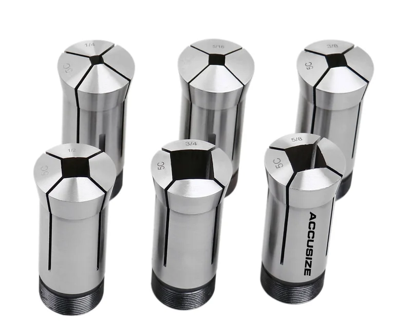 5C Square Collets, 6 Pcs/Set, Size Including 1/4'', 5/16'', 3/8'', 1/2'', 5/8'', and 3/4'',  0223-0310