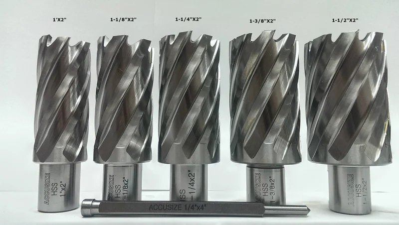 5pcs HSS Annular Cutters Set, 2" Depth Cutter, 1", 1-1/8", 1-1/4", 1-3/8", & 1-1/2", L1