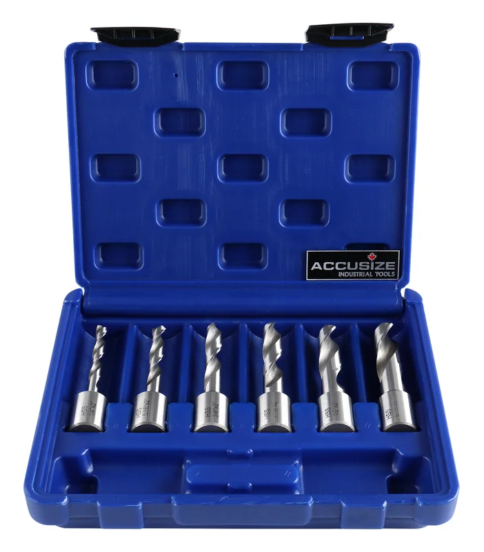 6pcs/set - 2" H.S.S. Fully Ground Drills & Sets with 3/4" Weldon Shank, 0519-5002