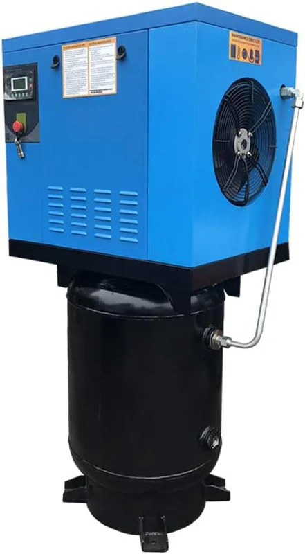 7.5KW 10HP Rotary Screw Air Compressor 460V/3Ph 35CFM 125psi with Vertical 60Gal ASME Tank Heavy Duty Air Compressed System for Small Machining & Fabrication Workshops, Automotive