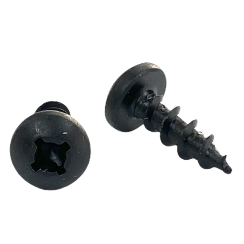 #8 | 1 1/2 Inch | Quadrex Drive | Pan Head | Deep Thread | Sharp Point | Black Phosphate Finish