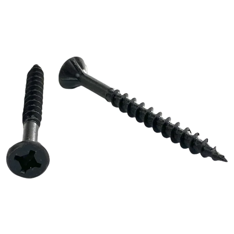 #8 | 1 1/4 Inch | Quadrex Drive | Flat Head with Nibs | Deep Thread | Type 17 Point | Black Phosphate Finish